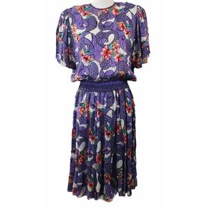 Diane Freis Georgette Floral Sequin Boho Dress